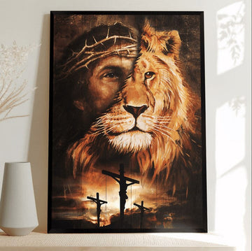 Jesus And Lion Canvas Posters - Christian Wall Posters - Religious Wall Decor