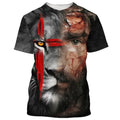FUNSTUFFPRINT Jesus And Lion Face 3D T-Shirts - Christian Shirts For Men&Women 3D T-shirt