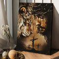 Jesus And Lion Face To Face Canvas Posters - Christian Wall Posters - Religious Wall Decor