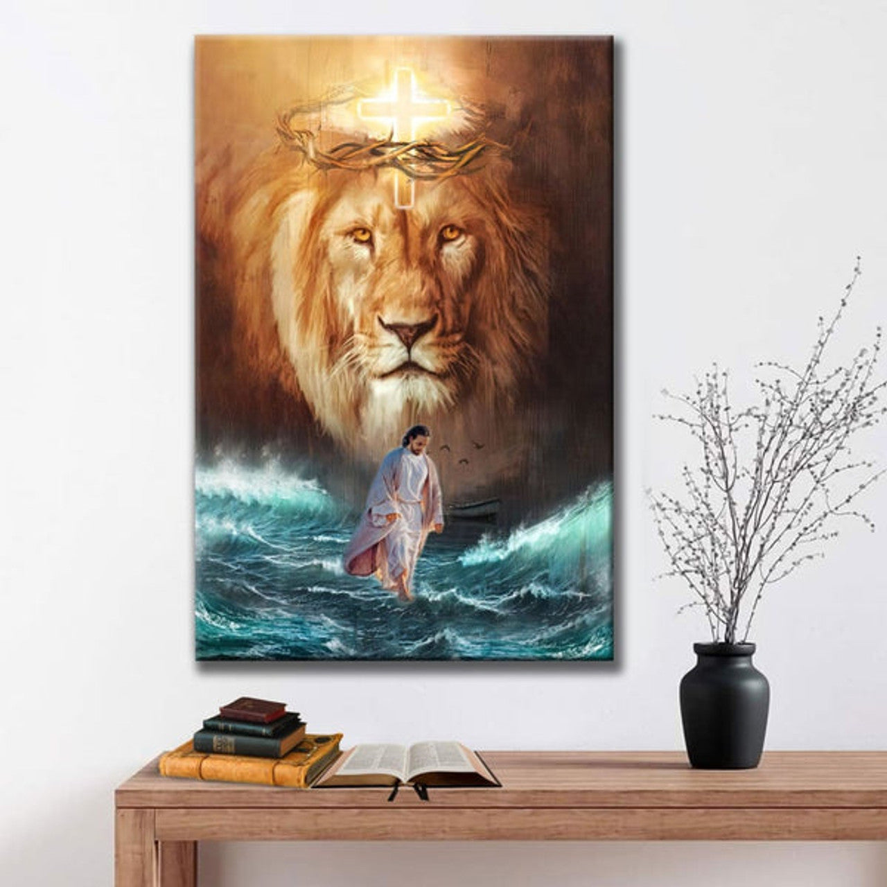 Jesus And Lion Jesus Walks On The Water Canvas Posters - Christian Wall Posters - Religious Wall Decor