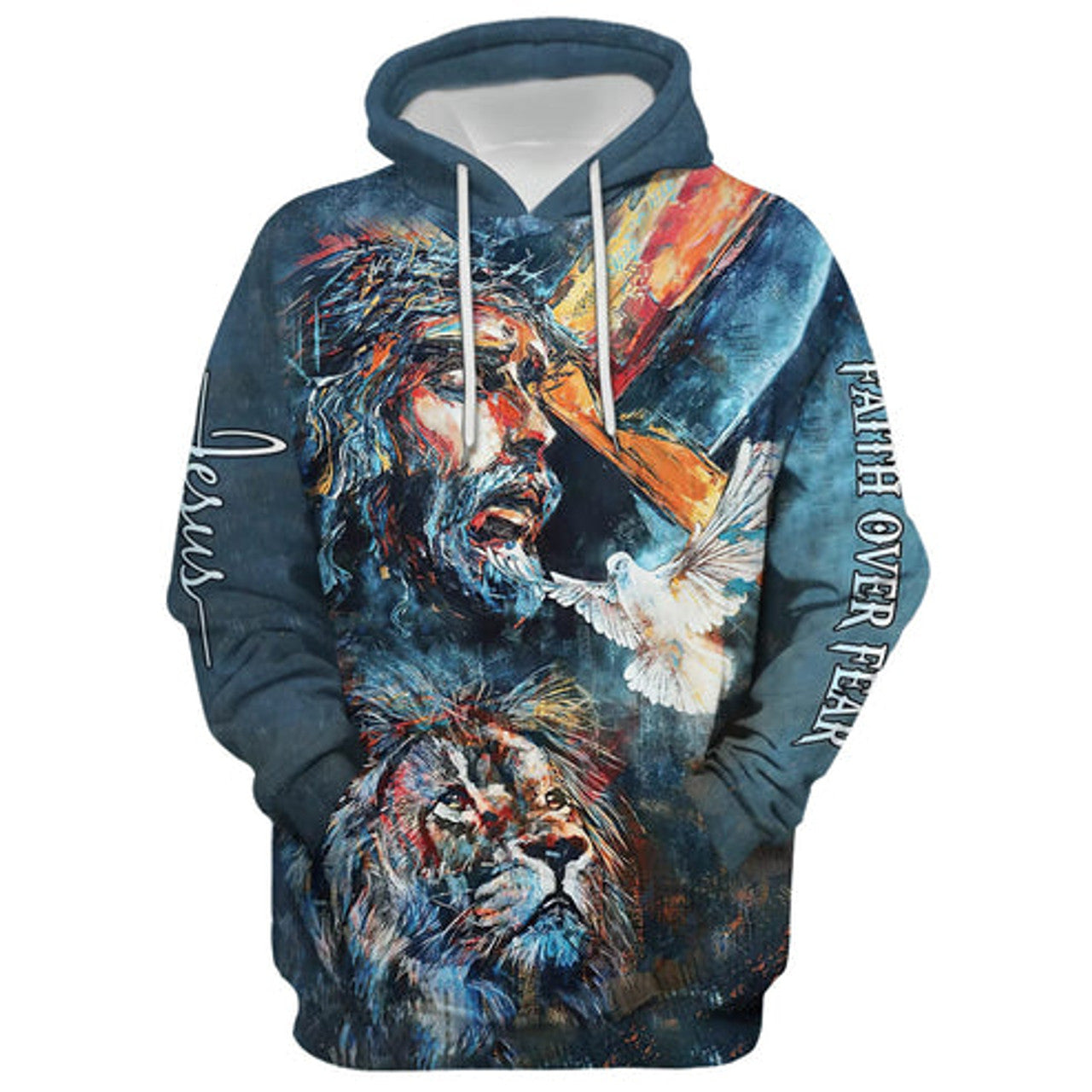 FUNSTUFFPRINT 3D Jesus And Lion Of Judah 3D Hoodie and Zip Hoodie