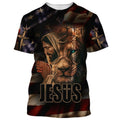 FUNSTUFFPRINT Jesus And The Lion Christian 3D T-shirt