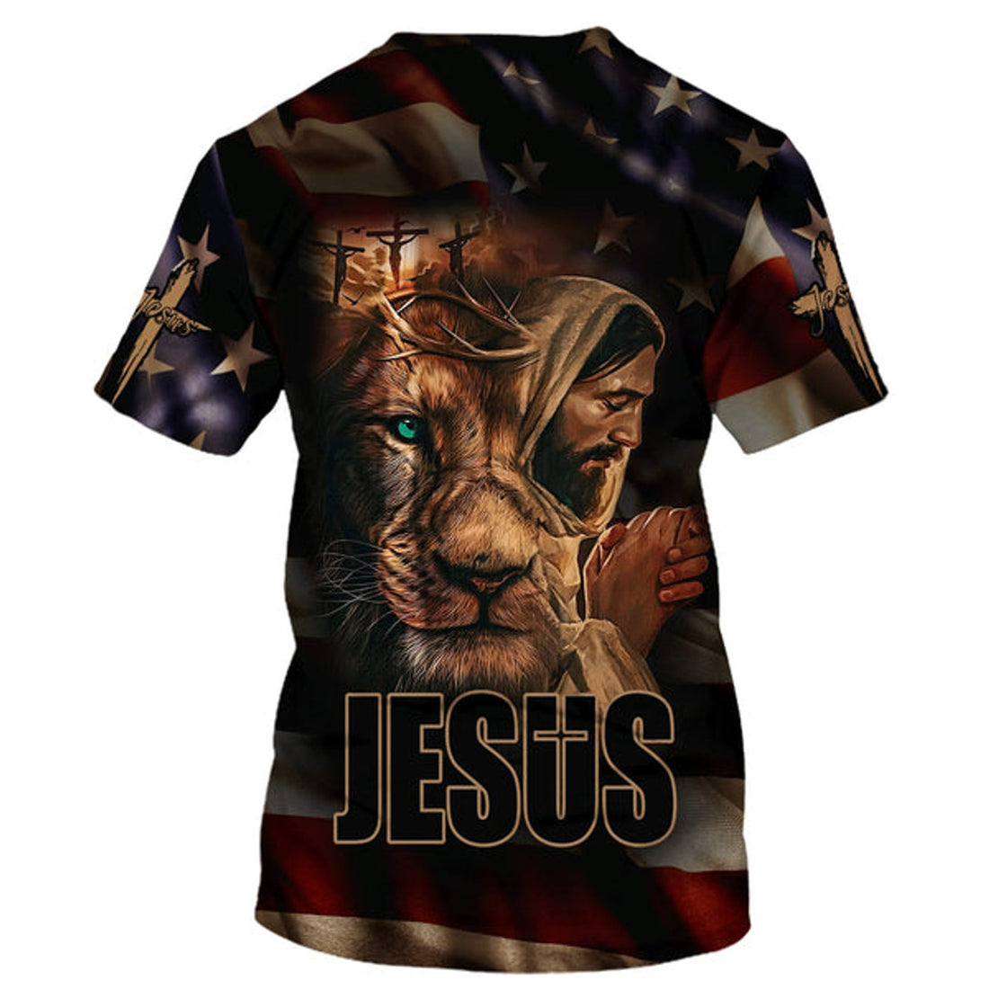 FUNSTUFFPRINT Jesus And The Lion Christian 3D T-shirt