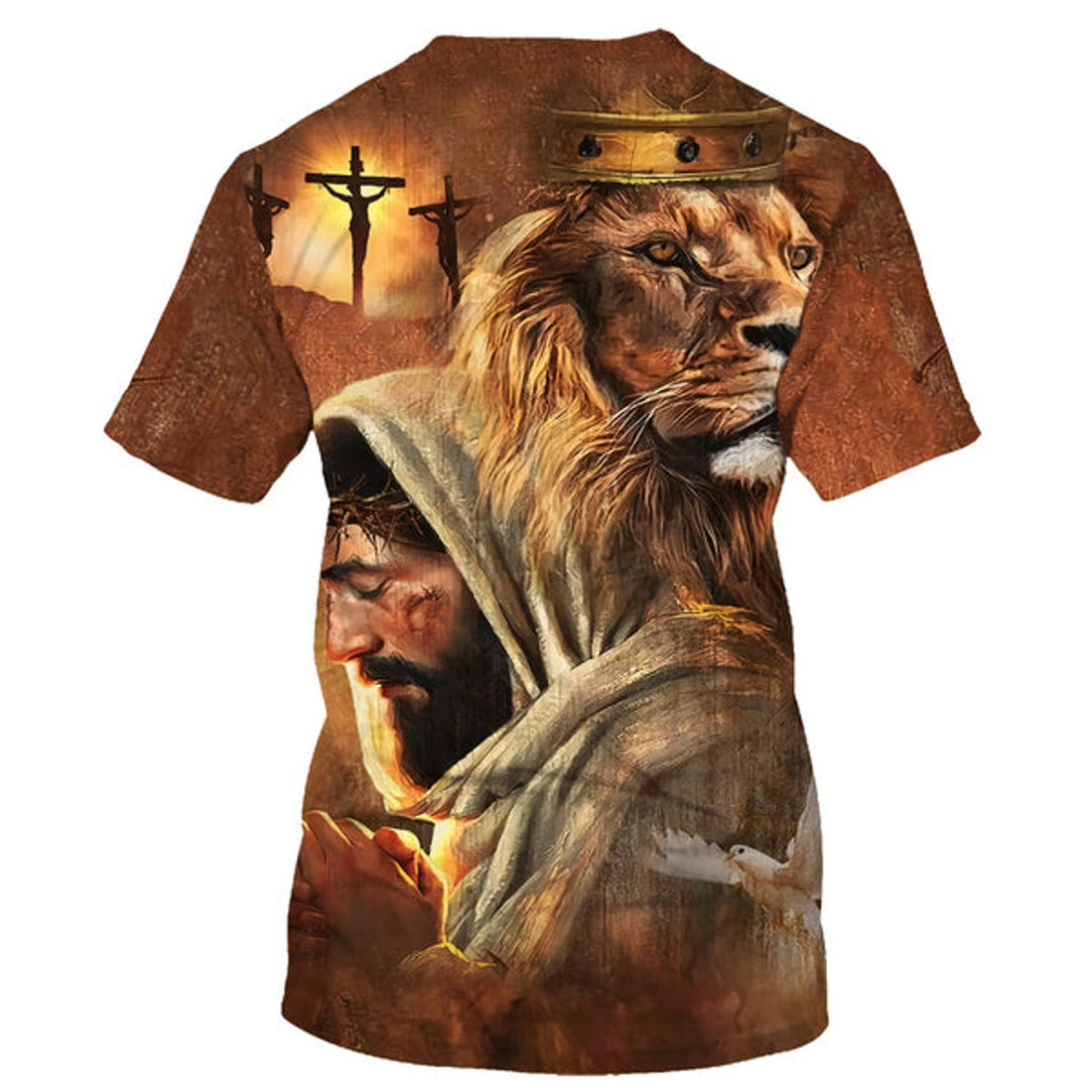 FUNSTUFFPRINT Jesus And The Lion Of Judah Christian 3D T-shirt