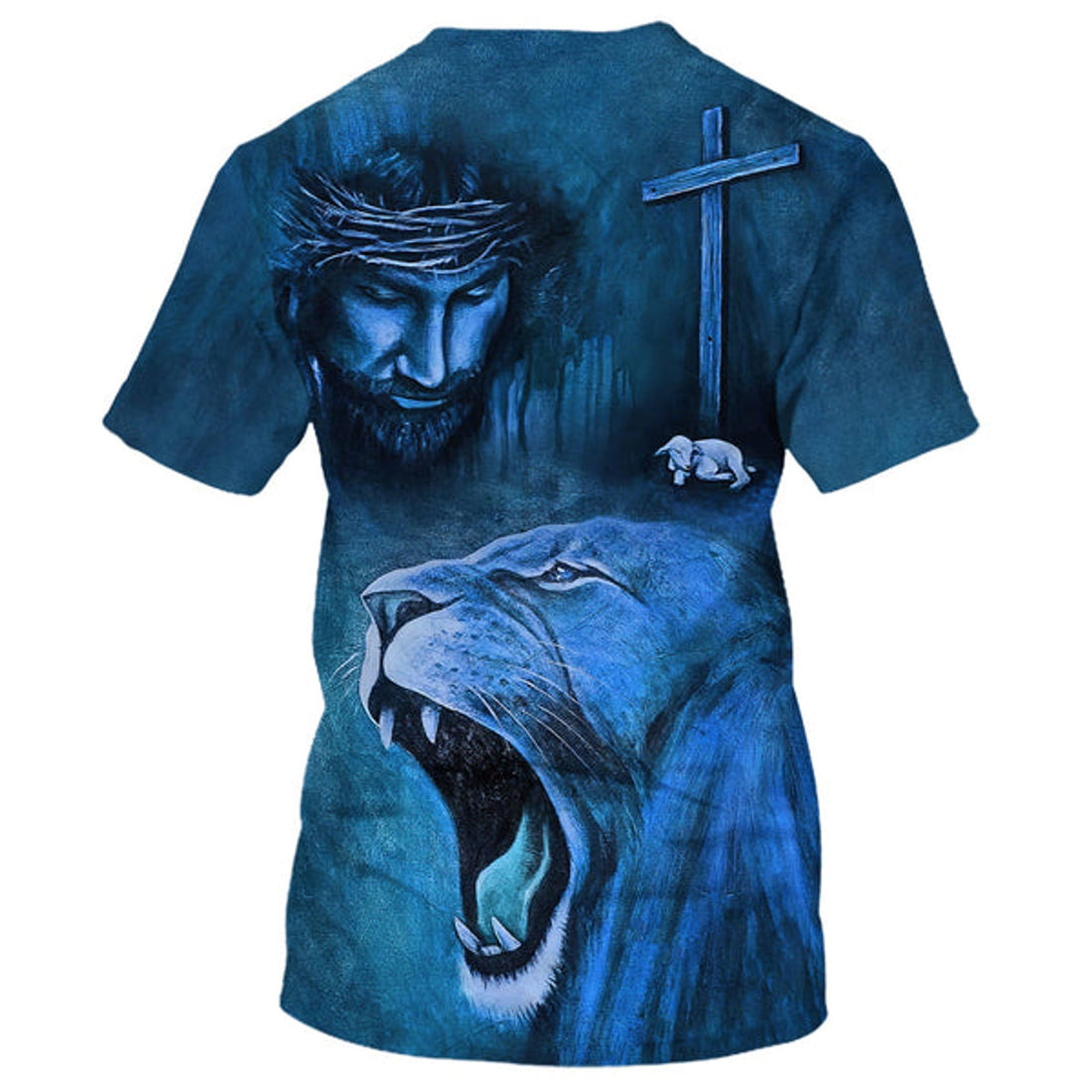 FUNSTUFFPRINT Jesus And The Lion Of Judah Christian 3D T-shirt