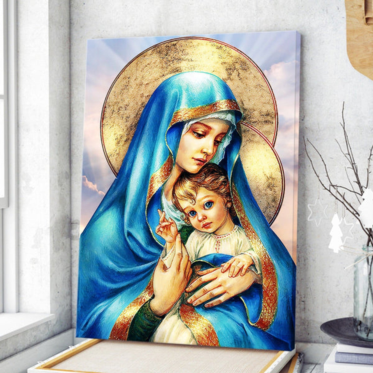Jesus And Virgin Mary Canvas Posters - Christian Wall Posters - Religious Wall Decor
