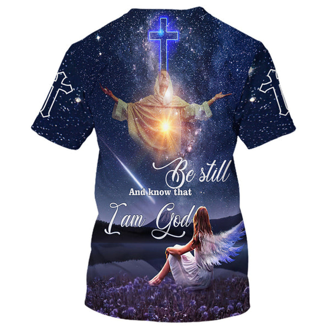 FUNSTUFFPRINT Jesus Be Still And Know That I Am God Christian 3D T-shirt