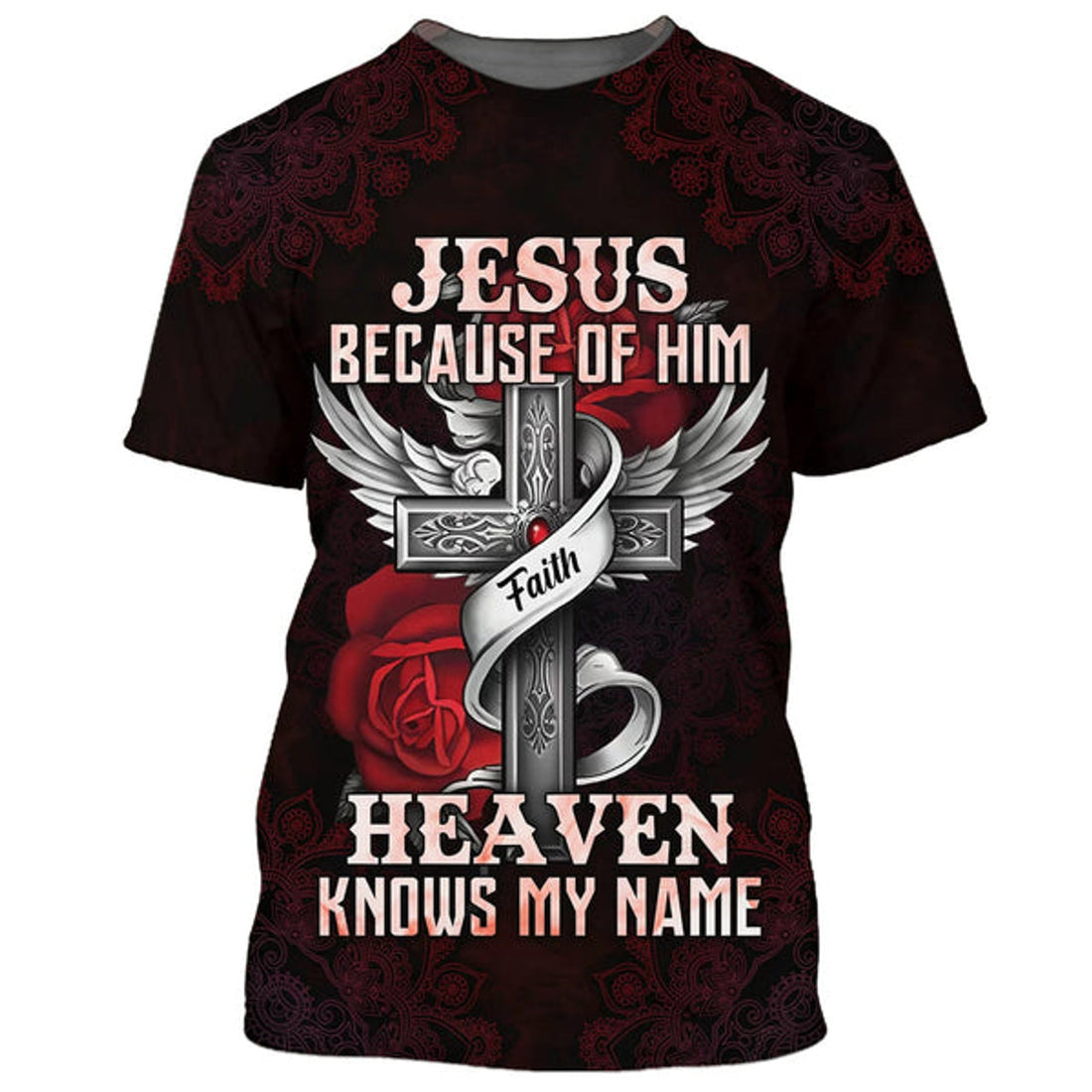 FUNSTUFFPRINT Jesus Because Of Him Heaven Knows My Name 3D All Over Printed Shirt for Men and Women 3D T-shirt