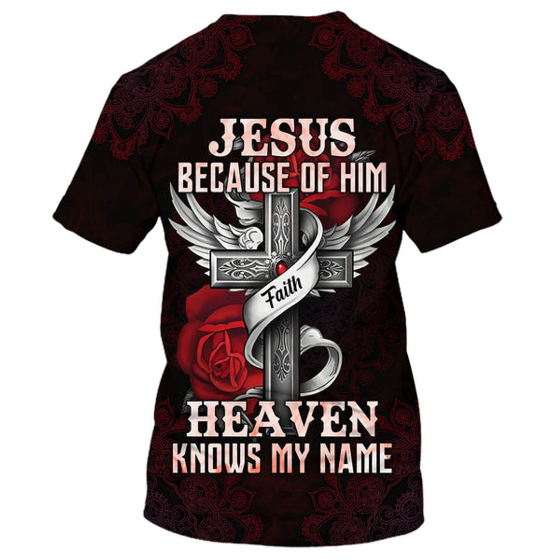 FUNSTUFFPRINT Jesus Because Of Him Heaven Knows My Name 3D All Over Printed Shirt for Men and Women 3D T-shirt