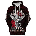 FUNSTUFFPRINT 3D Jesus Because Of Him Heaven Knows My Name 3D Hoodie and Zip Hoodie
