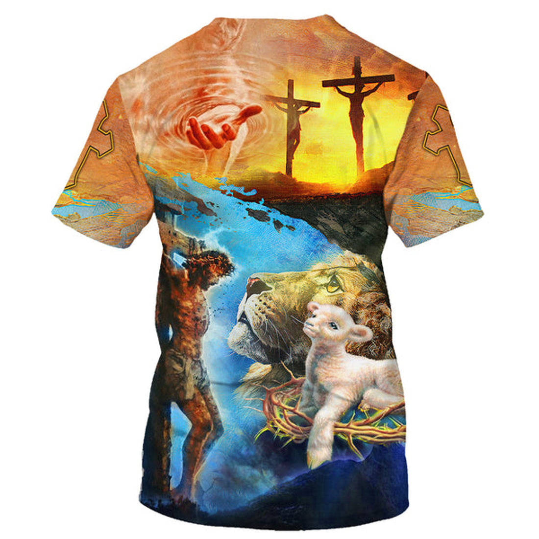 FUNSTUFFPRINT Jesus Christ Crucified Lion And The Lamb 3D T-Shirts - Christian Shirts For Men&Women 3D T-shirt