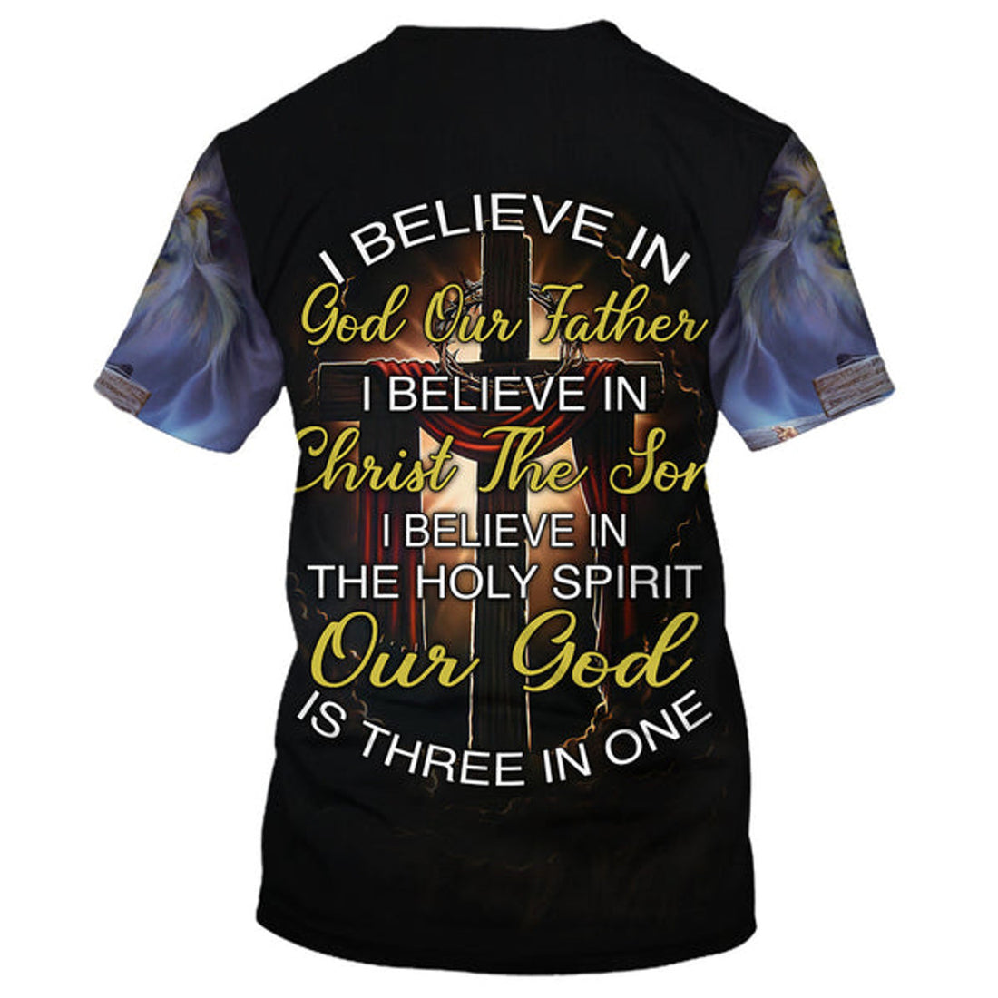 FUNSTUFFPRINT Jesus Christ Crucified Shirts - I Believe In God Our Father 3D All Over Printed Shirt for Men and Women 3D T-shirt