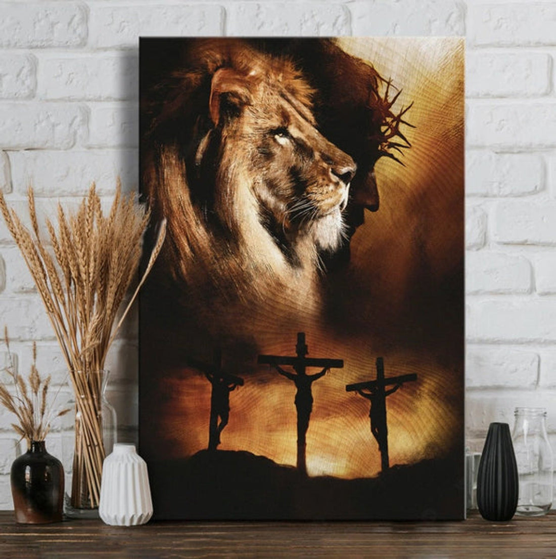 Jesus Christ Jesus On The Cross The Lion Of Judah Jesus Is King Canvas Posters - Christian Wall Posters - Religious Wall Decor