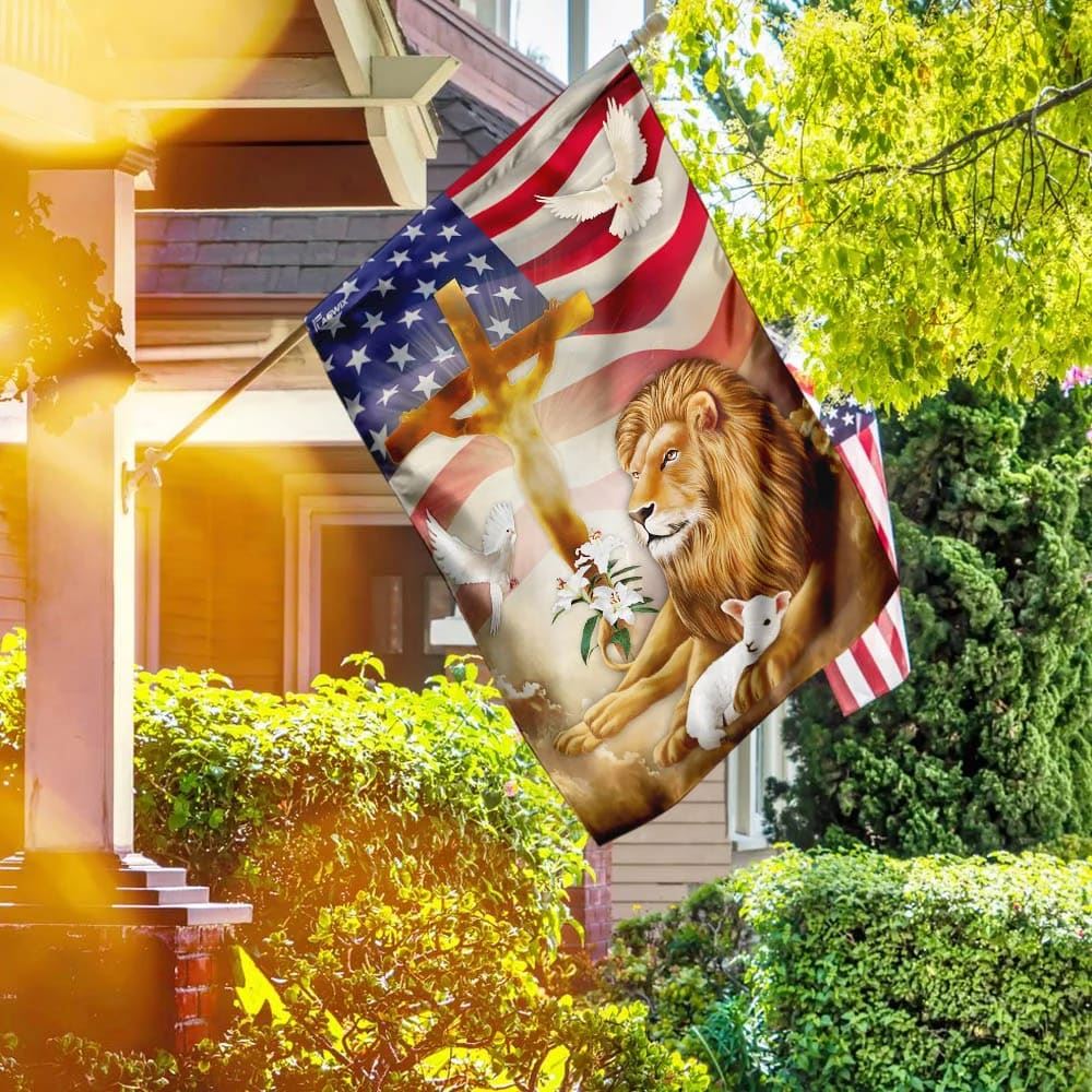 Jesus Christ Lion And Lamb Flag, Outdoor Christian House Flag, Christian Flag, Scripture Flag, Garden Banner