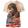 FUNSTUFFPRINT Jesus Christ One Nation Under God Christian 3D T-shirt