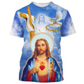 FUNSTUFFPRINT Jesus Christ Sacred Heart Christian 3D T-shirt