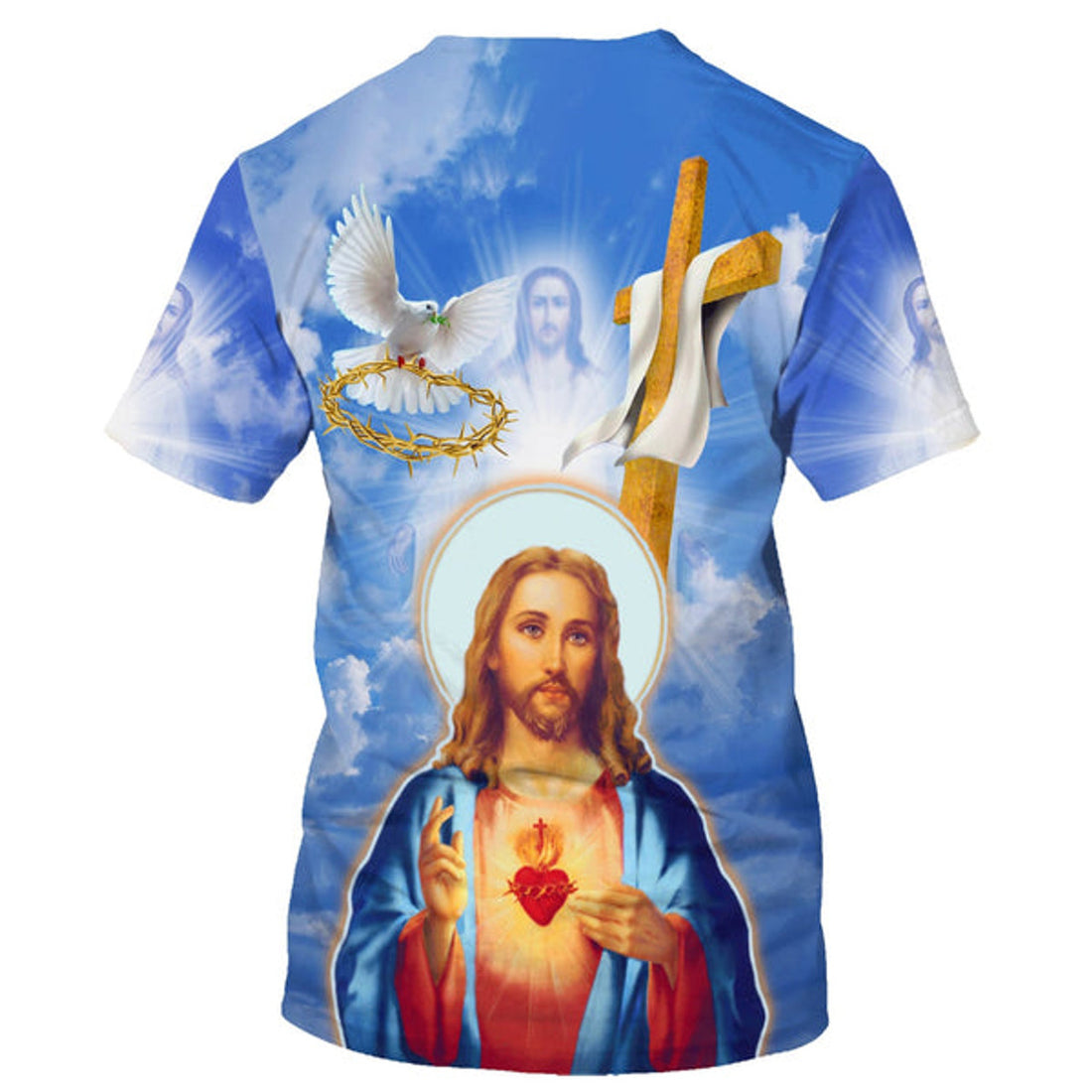 FUNSTUFFPRINT Jesus Christ Sacred Heart Christian 3D T-shirt