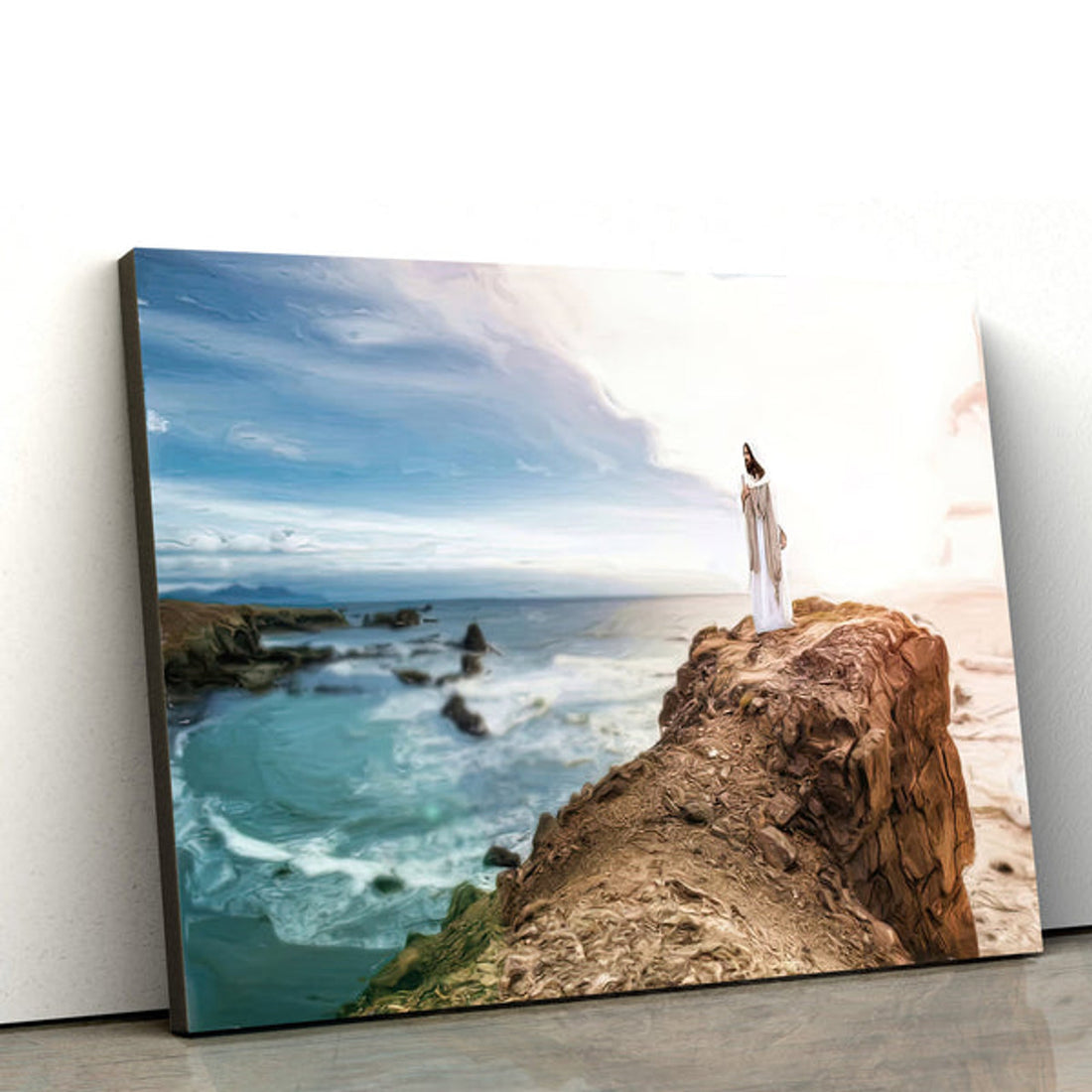 Jesus Christ Standing On Stone Canvas Art - Jesus Christ Pictures - Jesus Wall Art - Christian Wall Decor