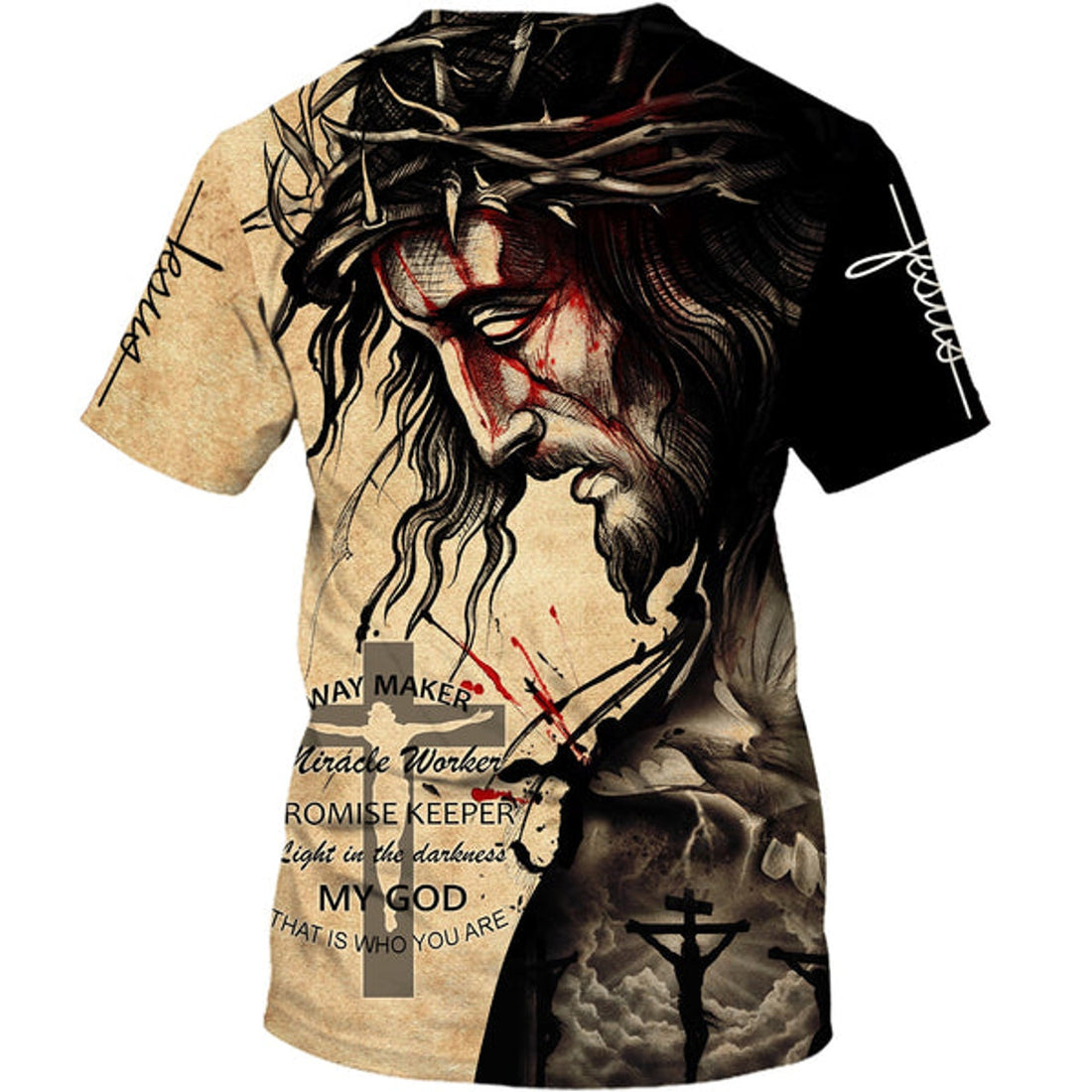 FUNSTUFFPRINT Jesus Christ Way Maker Miracle Worker Christian 3D T-shirt