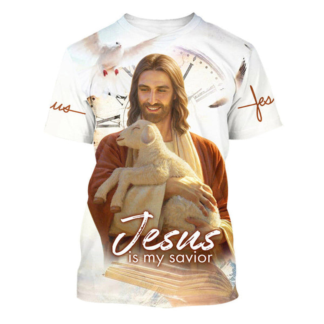 FUNSTUFFPRINT Jesus Christ With Lamb Is My Savior Christian 3D T-shirt
