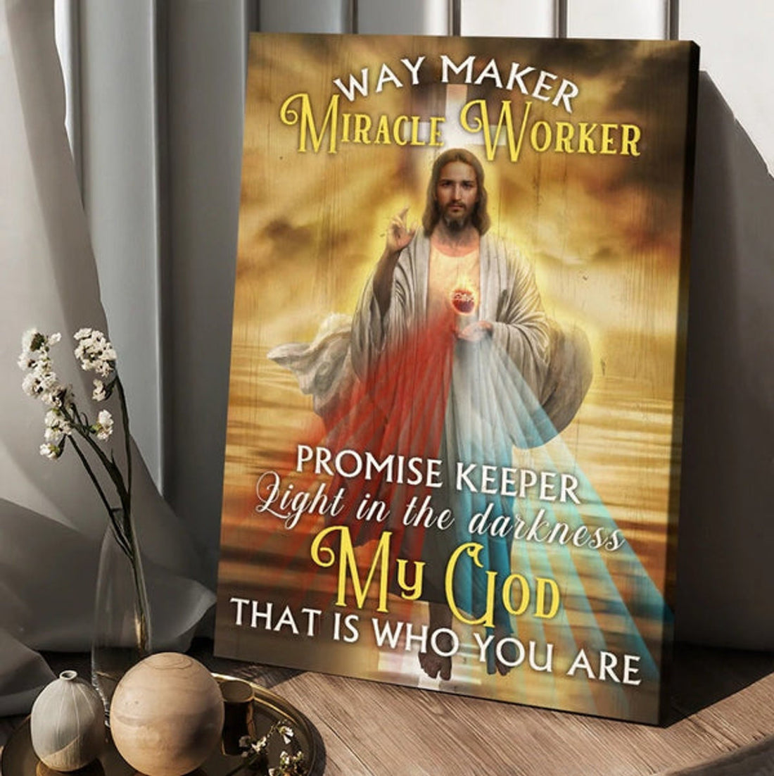 Jesus Colorful Halo Sunset Way Maker Miracle Worker Canvas Posters - Christian Wall Posters - Religious Wall Decor