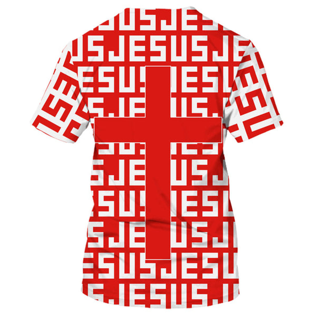FUNSTUFFPRINT Jesus Cross Red 3D All Over Printed Shirt for Men and Women 3D T-shirt