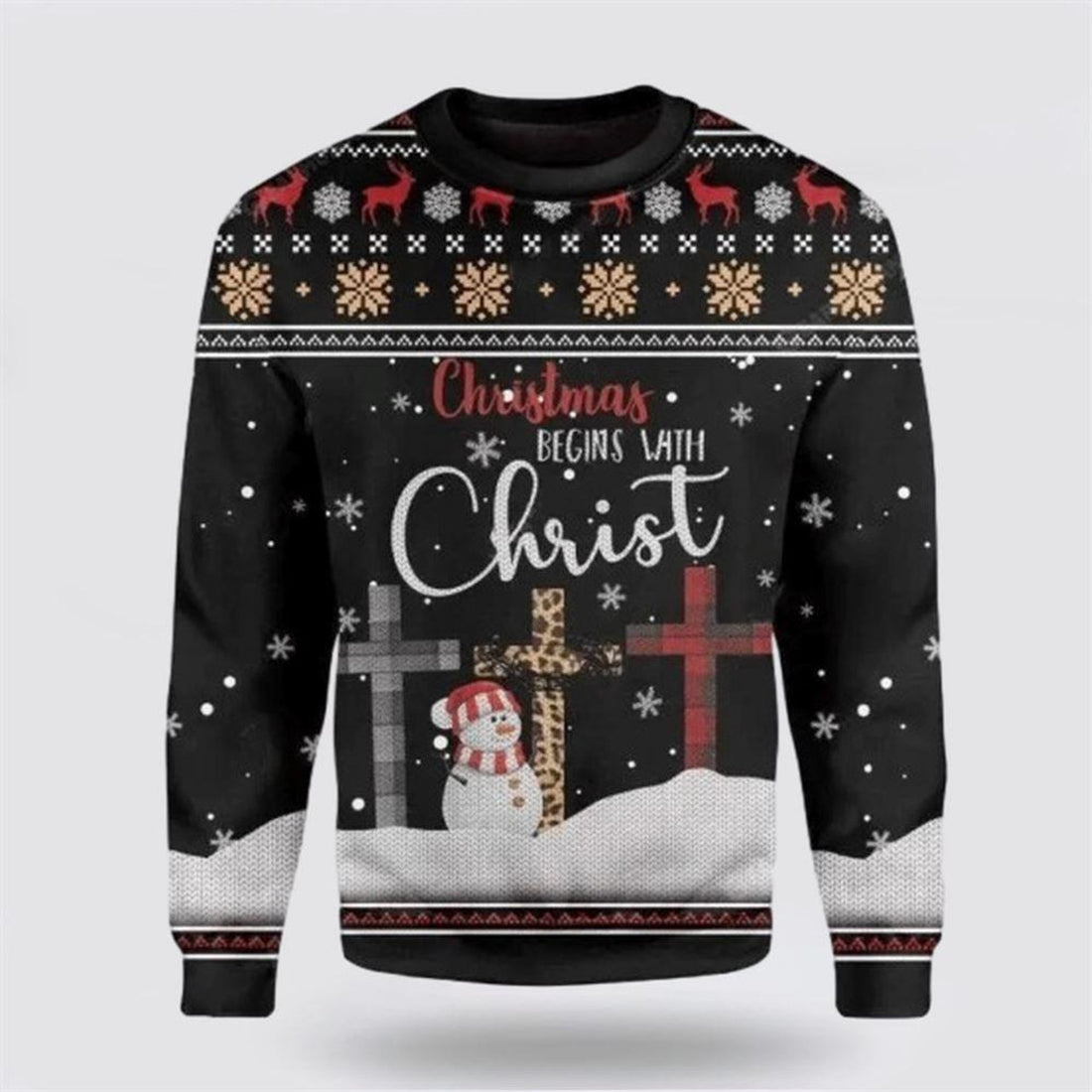 FUNSTUFFPRINT Jesus Cross Unisex 3D Ugly Christmas Sweater – Gift For God Lover Ugly  Sweater