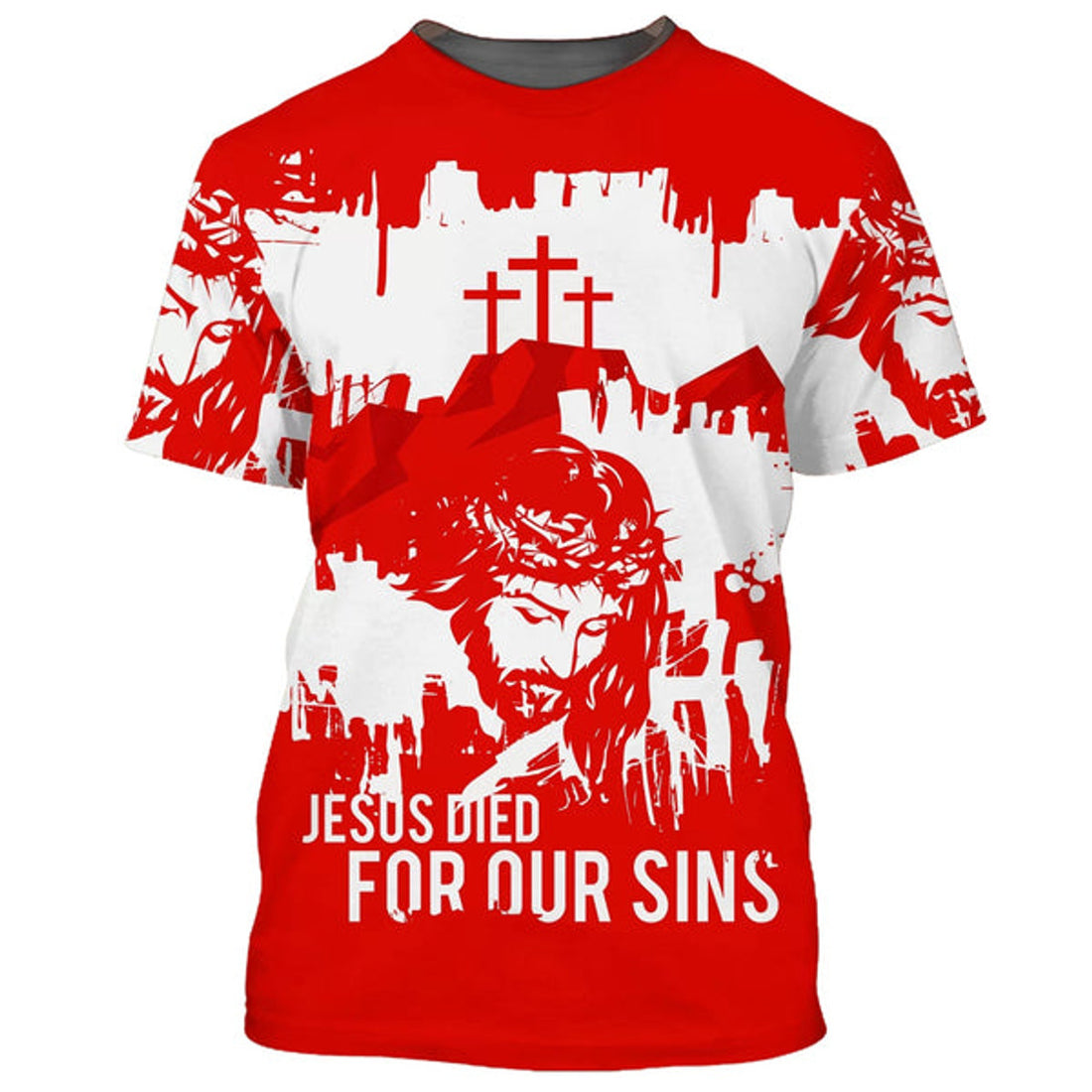 FUNSTUFFPRINT Jesus Died For Our Sins 3D All Over Printed Shirt for Men and Women 3D T-shirt