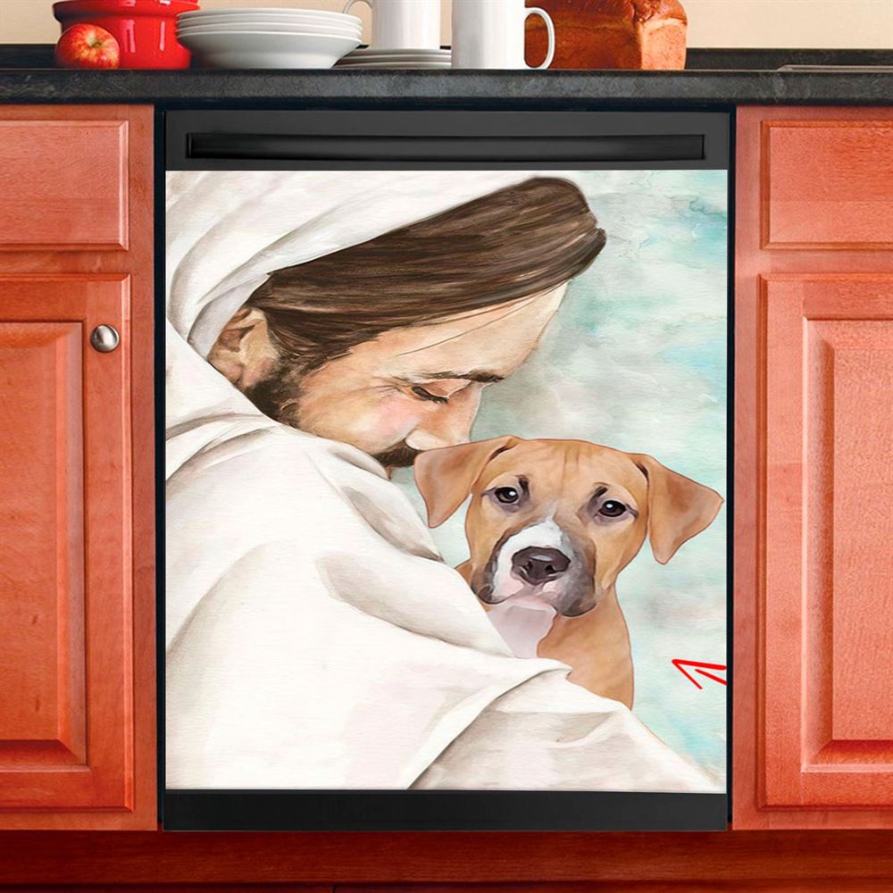 Jesus &amp; Dog Memorial Dishwasher Cover, Gift For Someone Who Lost A Pet, Dog Remembrance Gifts