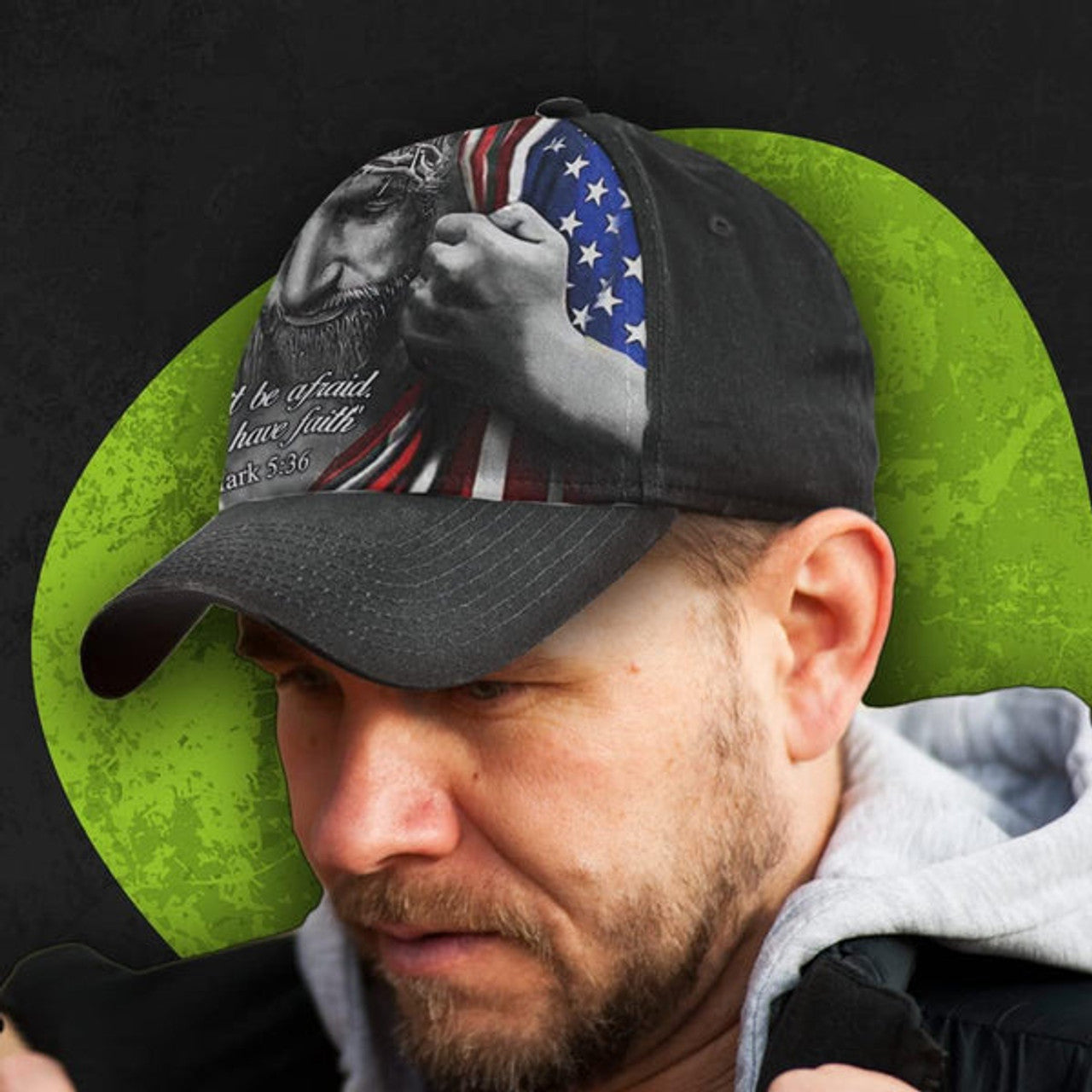 FUNSTUFFPRINT Jesus Don't Be Afraid Just Have Faith Baseball Cap - Christian Hats for Men and Women