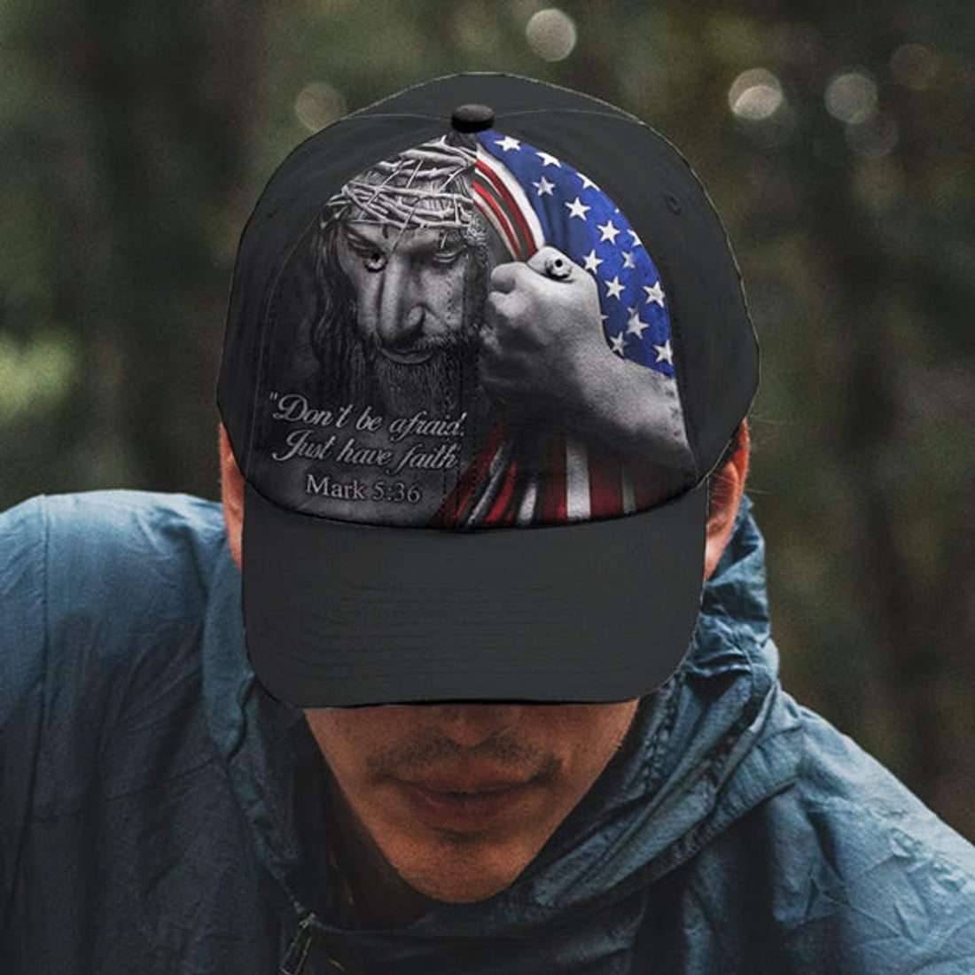 FUNSTUFFPRINT Jesus Don't Be Afraid Just Have Faith Baseball Cap - Christian Hats for Men and Women