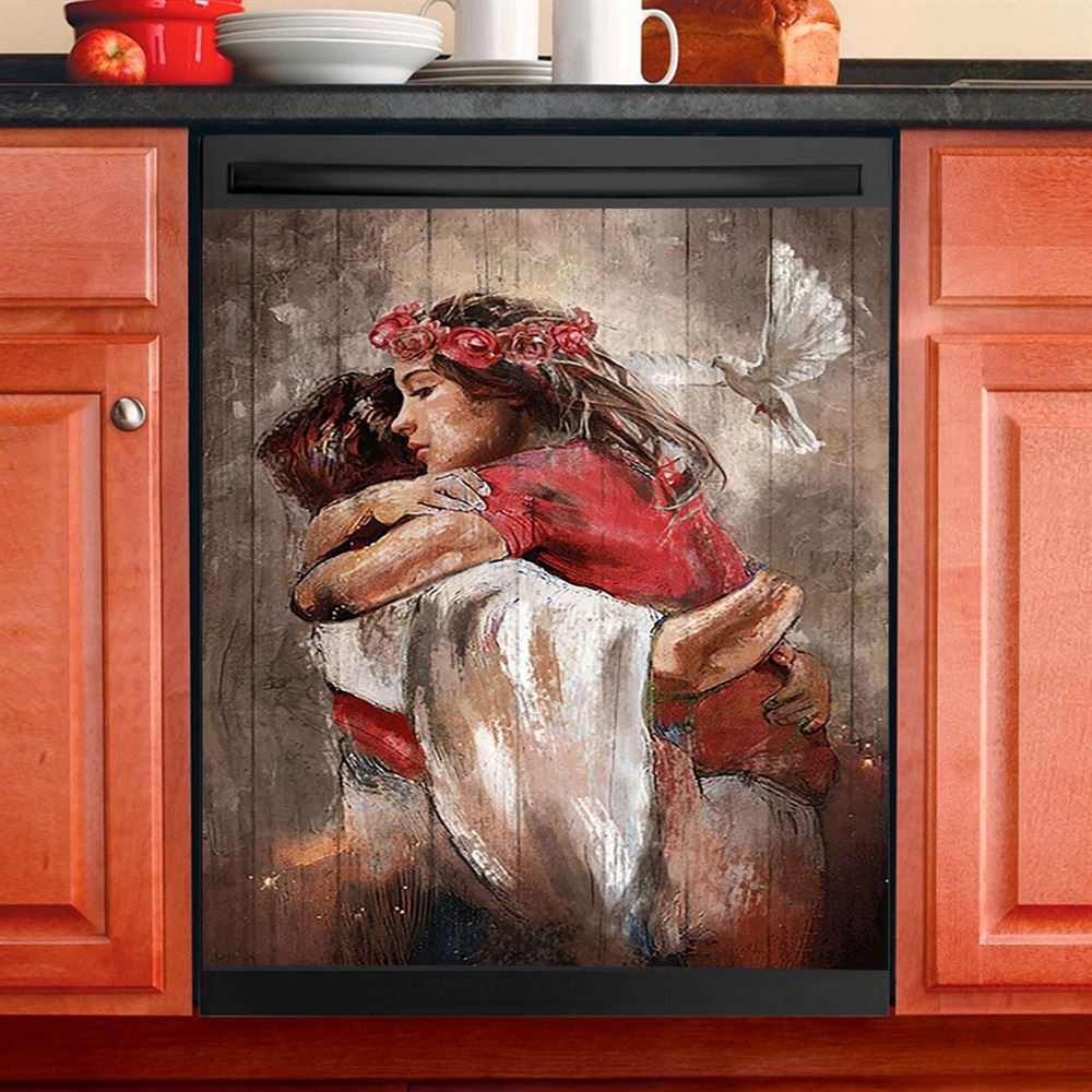 Jesus Dove A Warming Hug Dishwasher Cover, Christian Dishwasher Stickers, Religious Kitchen Decor