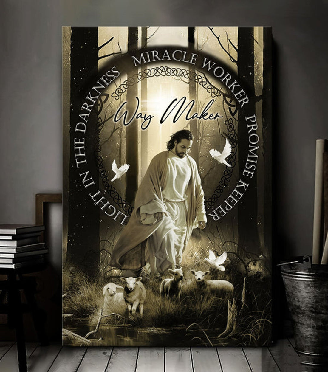 Jesus Doves Lambs Miracle Worker Light In The Darkness Canvas Posters - Christian Wall Posters - Religious Wall Decor