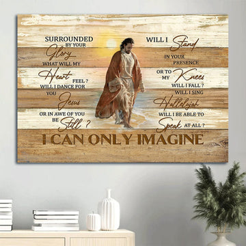 Jesus Drawing Religious Song Inspirational Quotes I Can Only Imagine Canvas Wall Art - Christian Wall Decor