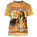 FUNSTUFFPRINT Jesus Eagle One Nation Under God Christian 3D T-shirt