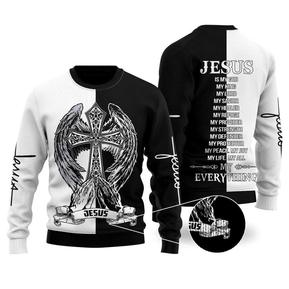 FUNSTUFFPRINT Jesus Easter Ugly Christmas Sweater For Men & Women – Gifts For Christians Ugly  Sweater