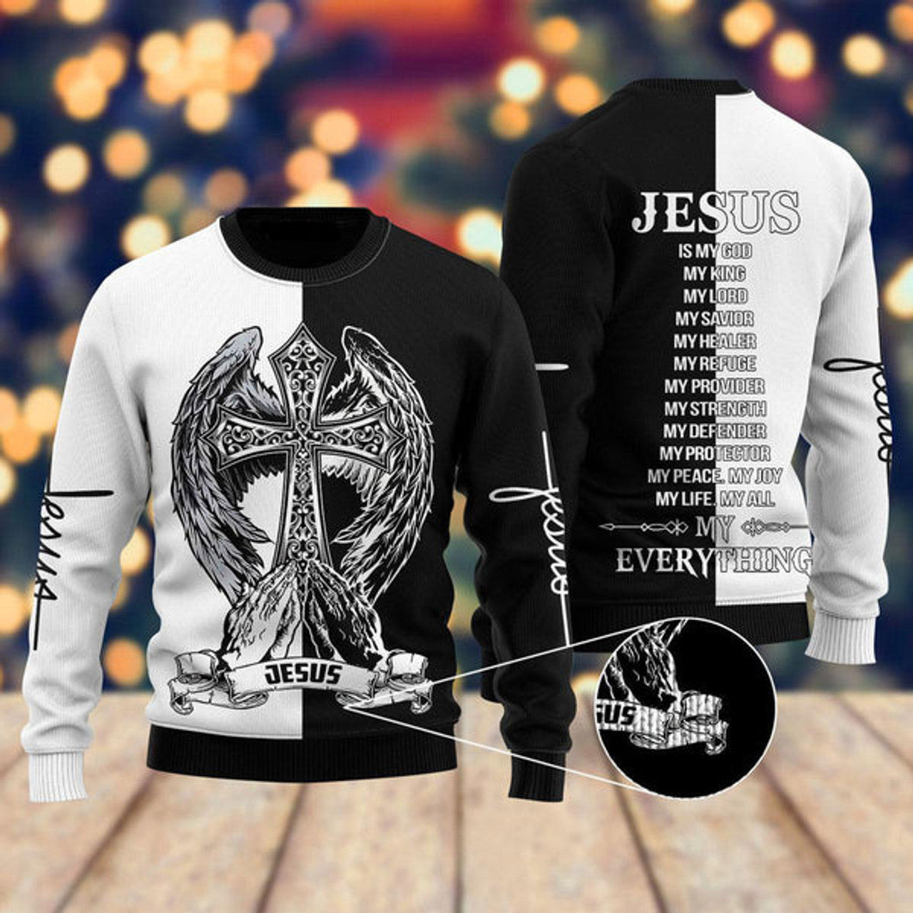 FUNSTUFFPRINT Jesus Easter Ugly Christmas Sweater For Men & Women - Jesus Christ Sweater - Christian Shirts Gifts Idea Ugly  Sweater