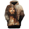 FUNSTUFFPRINT 3D Jesus Faith Over Fear 2 3D Hoodie and Zip Hoodie