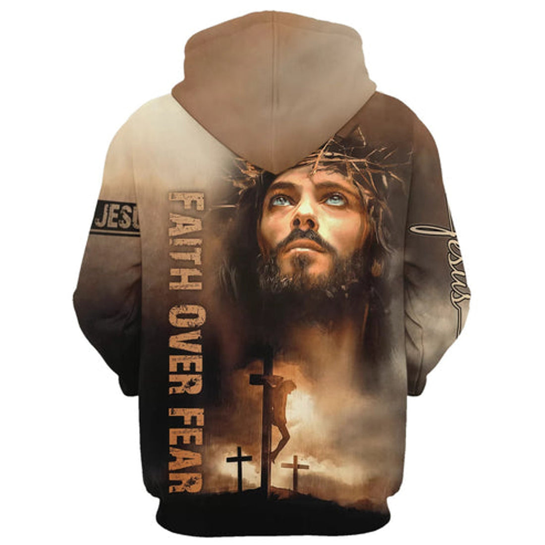 FUNSTUFFPRINT 3D Jesus Faith Over Fear 2 3D Hoodie and Zip Hoodie