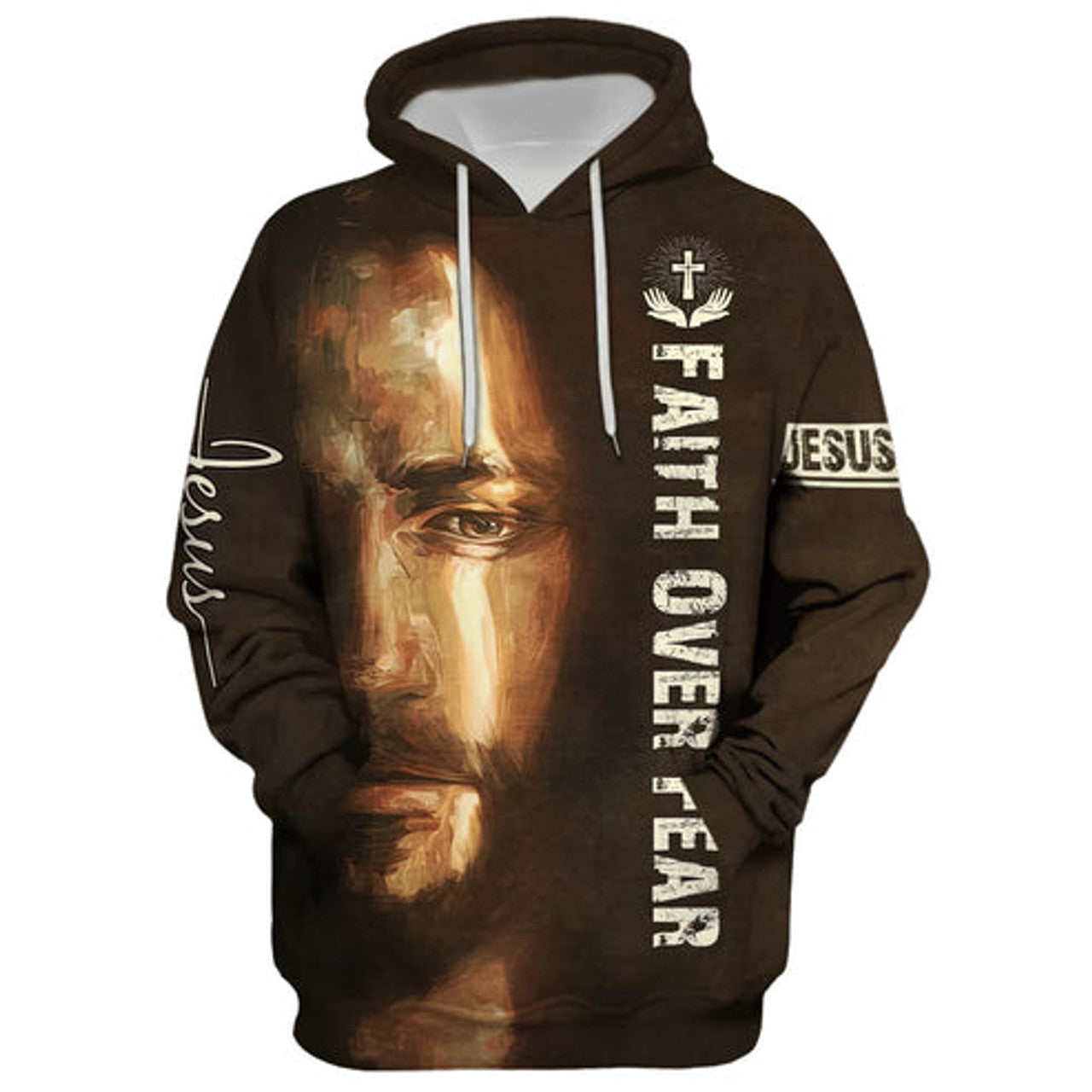 FUNSTUFFPRINT 3D Jesus Faith Over Fear 3D Hoodie and Zip Hoodie