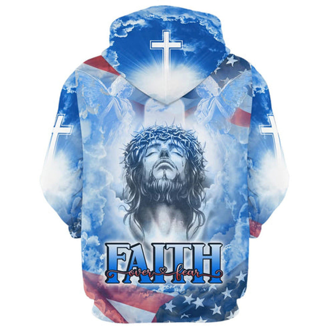 FUNSTUFFPRINT 3D Jesus Faith Over Fear 1 3D Hoodie and Zip Hoodie