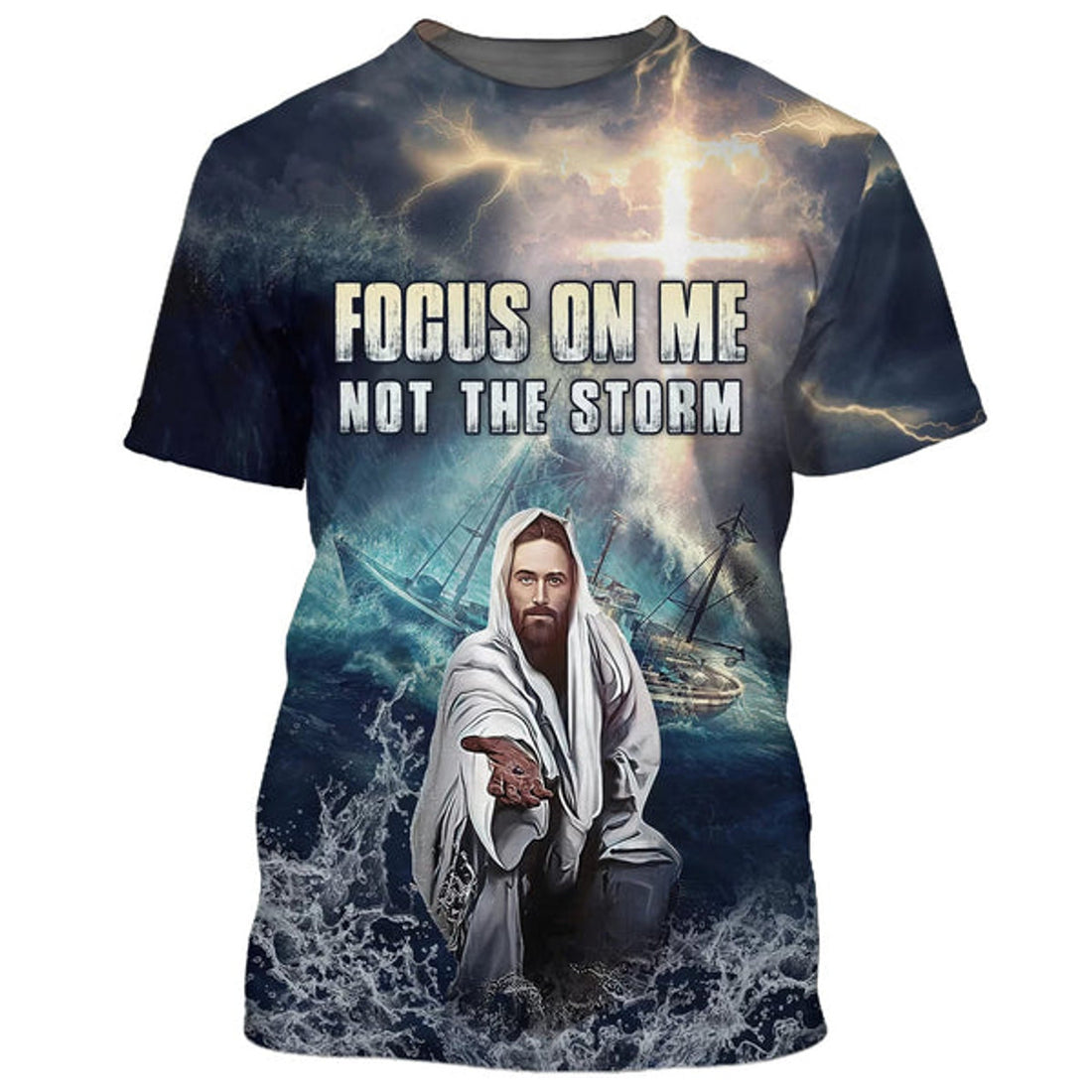 FUNSTUFFPRINT Jesus Focus On Me Not The Storm 3D All Over Printed Shirt for Men and Women 3D T-shirt