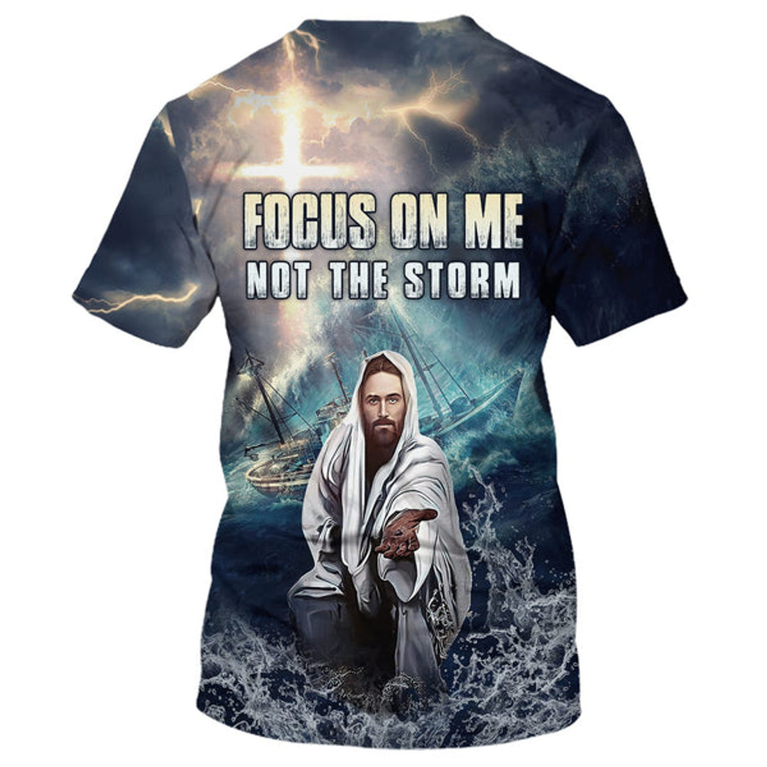 FUNSTUFFPRINT Jesus Focus On Me Not The Storm 3D All Over Printed Shirt for Men and Women 3D T-shirt