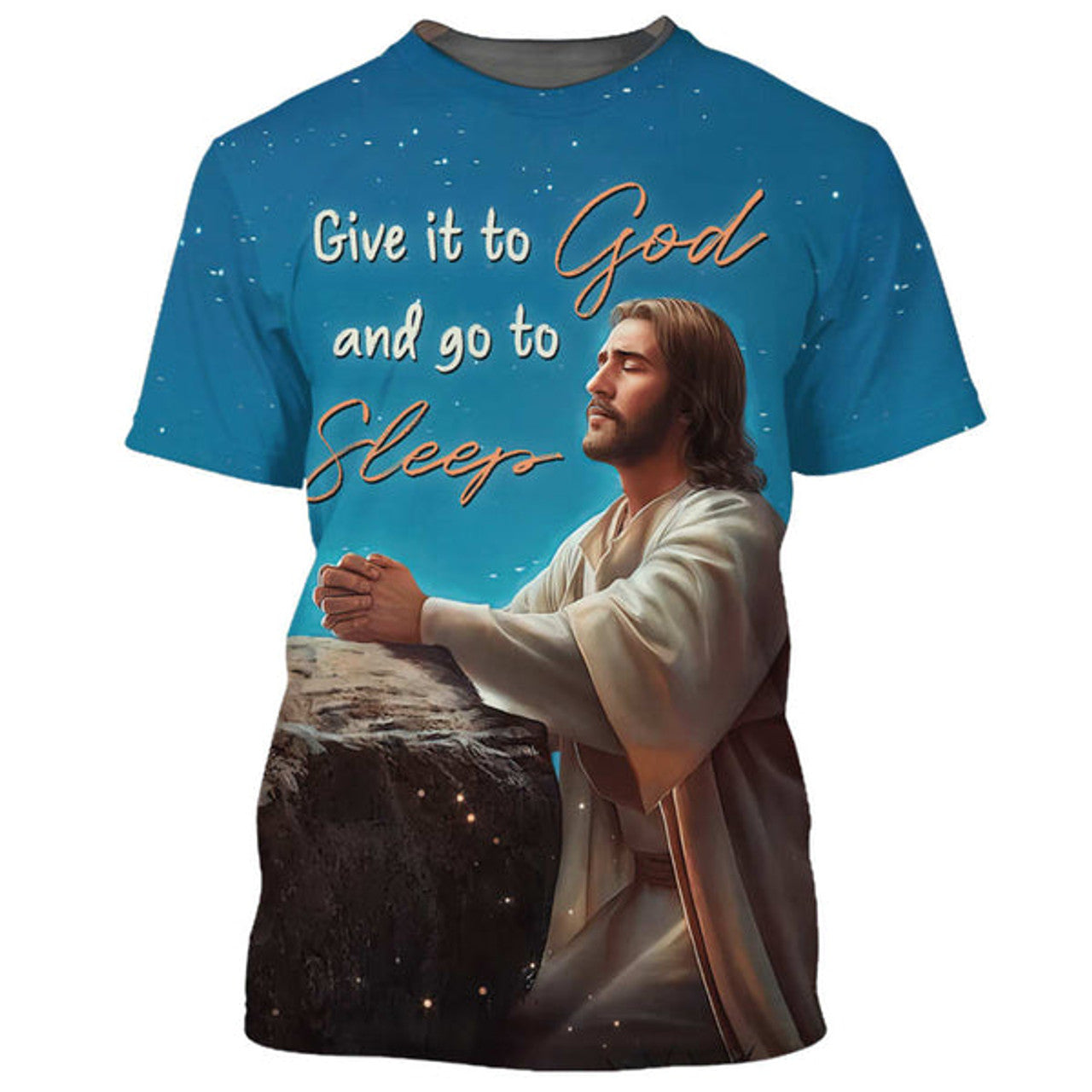 FUNSTUFFPRINT Jesus Give It To God And Go To Sleep Christian 3D T-shirt