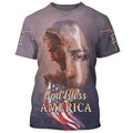 FUNSTUFFPRINT Jesus God Bless American Flag Patriotic 3D All Over Printed Shirt for Men and Women 3D T-shirt