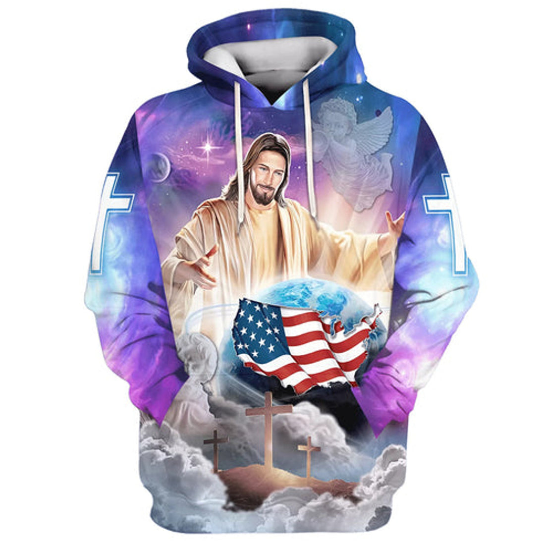 FUNSTUFFPRINT 3D Jesus Hands Holding Earth 3D Hoodie and Zip Hoodie