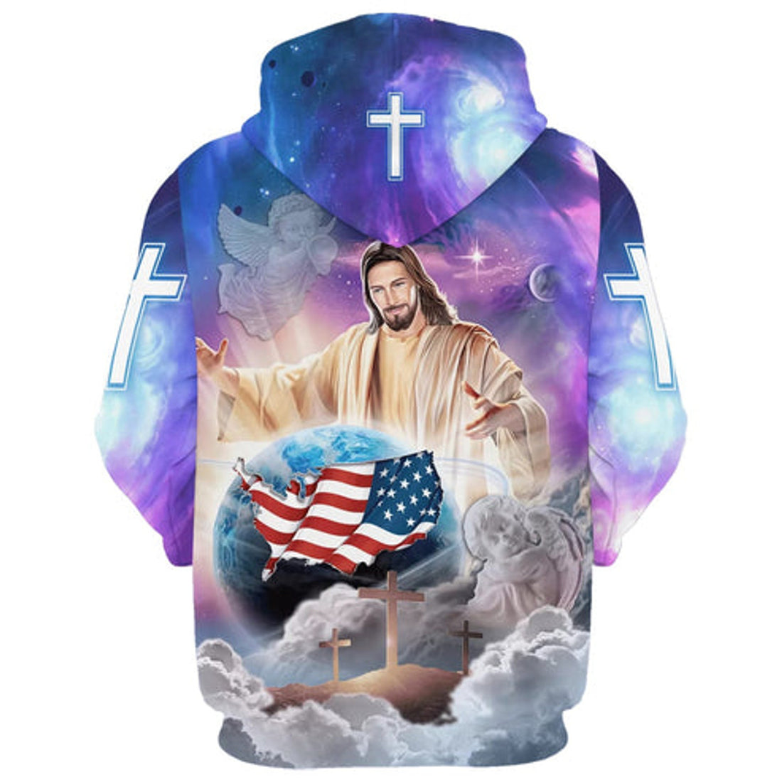 FUNSTUFFPRINT 3D Jesus Hands Holding Earth 3D Hoodie and Zip Hoodie