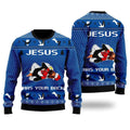 FUNSTUFFPRINT Jesus Has Your Back Jiu Jitsu Ugly Christmas Sweater For Men & Women – Gifts For Christians Ugly  Sweater