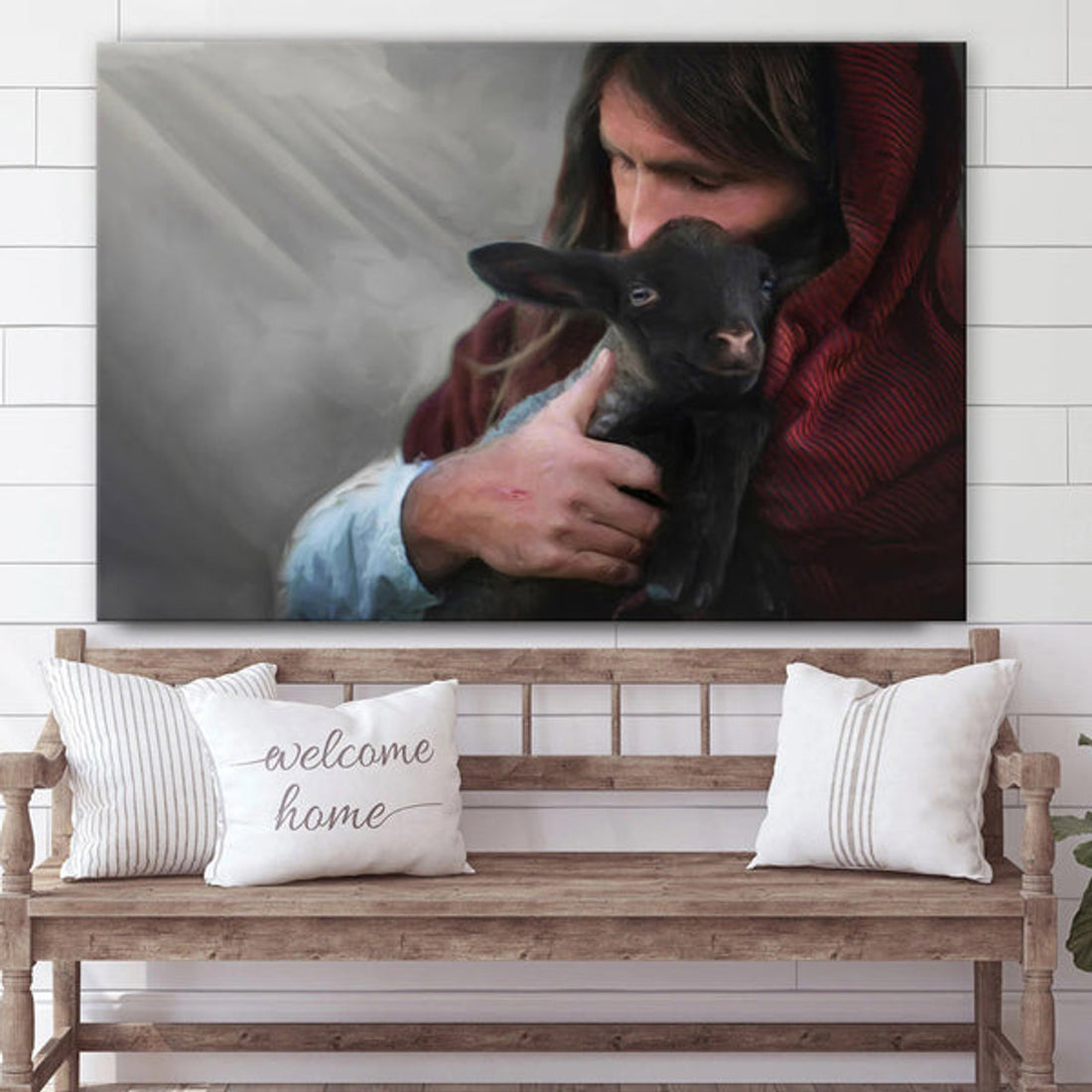 Jesus Holding A Lamb Canvas Art - Jesus Christ Pictures - Jesus Wall Art - Christian Wall Decor