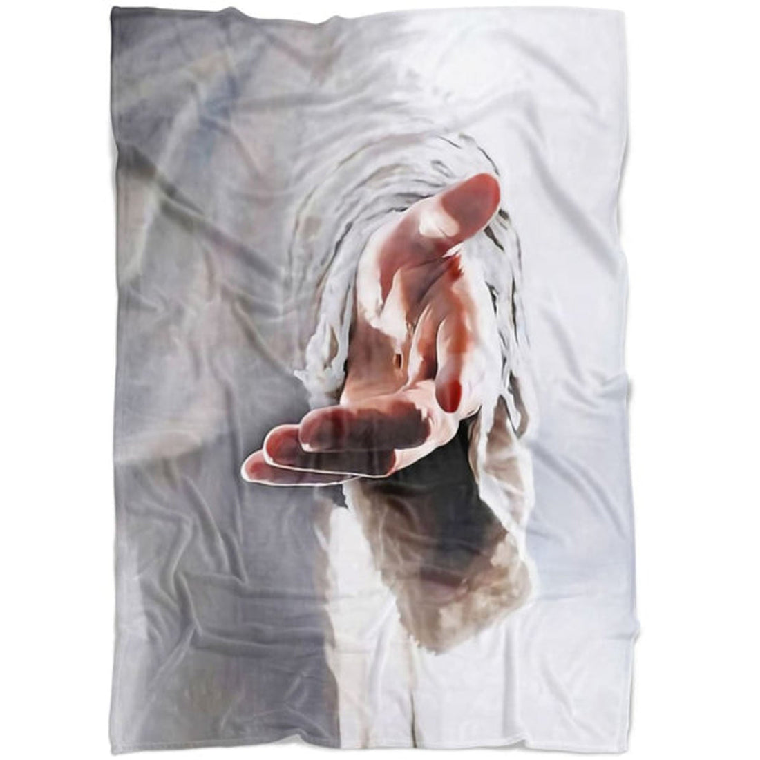 FUNSTUFFPRINT Jesus Holding His Hand Out Fleece Blanket - Christian Blanket - Bible Verse Blanket